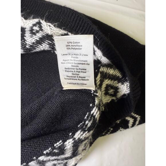 Talbots XS Black Fair Isle Sweater Nordic Geometric Pattern Cotton Blend - Picture 7 of 9